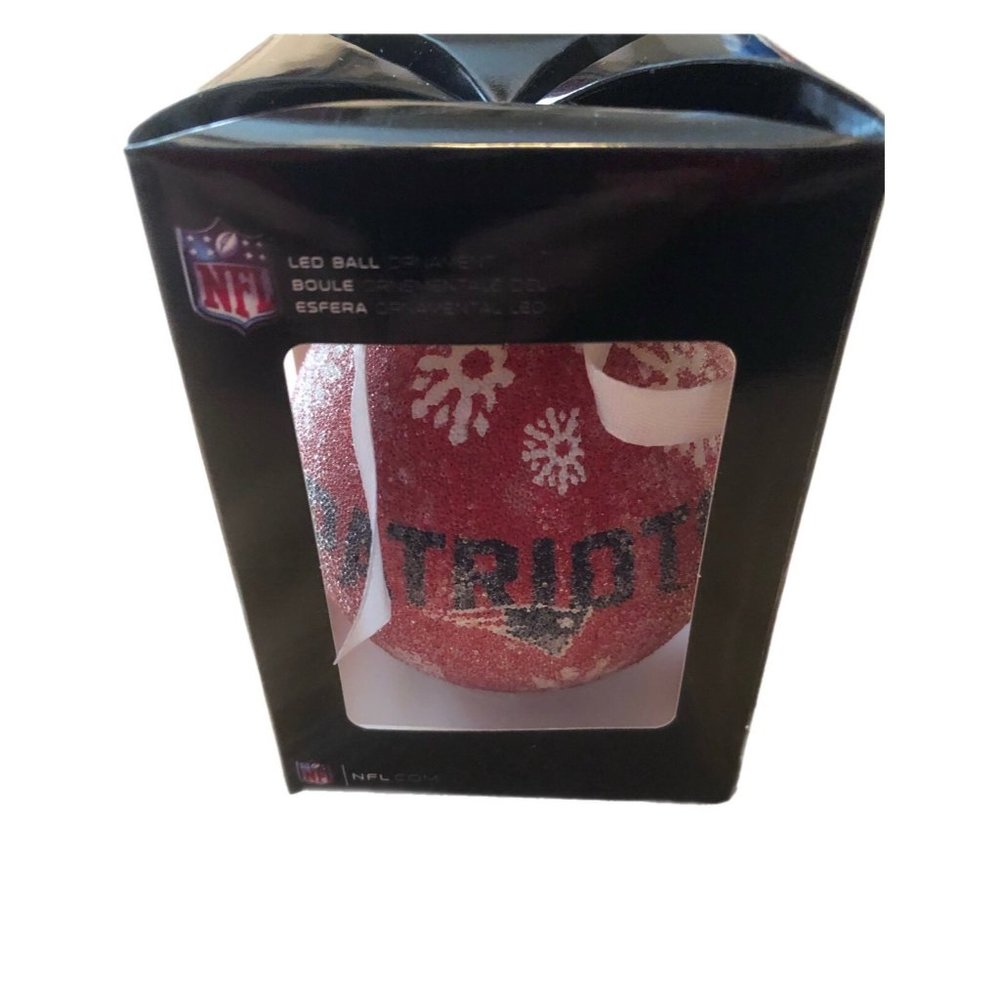 New England Patriots Glass Christmas Ball Ornament Official NFL Preowned